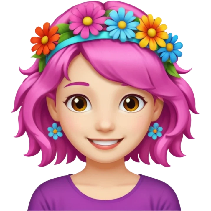 girl with flower hair band  emoji
