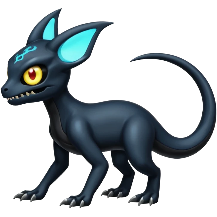 Shiny Evil Vintage Duskull-Salandit-Umbreon-Fakémon-hybrid-creature (full body)  emoji