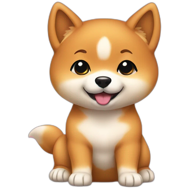 Baby shiba inu cartoon by red background emoji