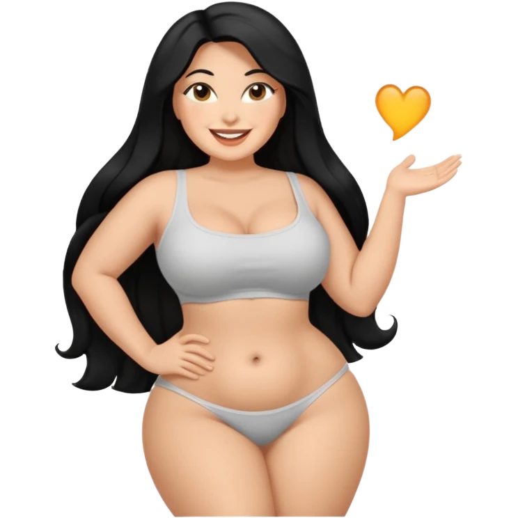 Curvy white latina woman with long back hair with big ass  emoji