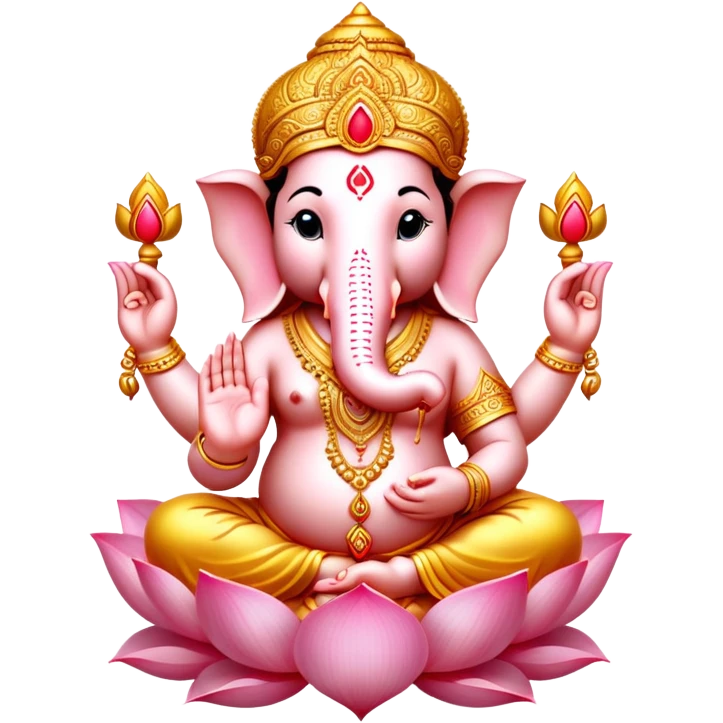 hindu god ganesh in a lotus with heart in middle of her chest emoji