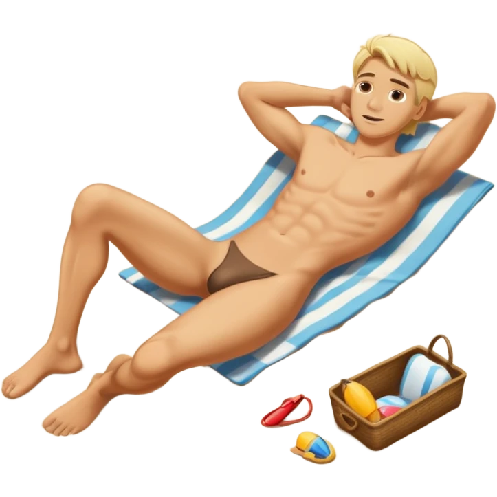 Can you make an emoji of a skinny blonde guy Sun bathing naked on the beach? emoji