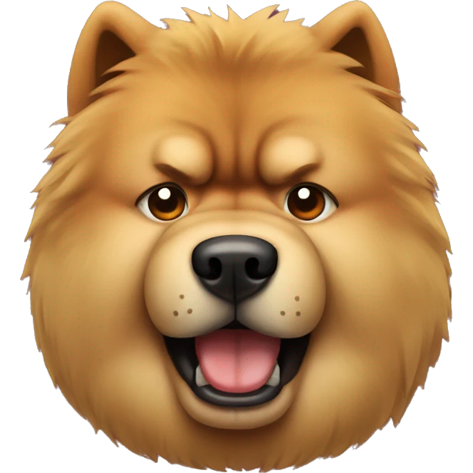 chow chow angry with exclamation marks and red cheeks emoji