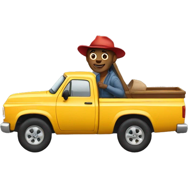 Man driving a pickup truck emoji