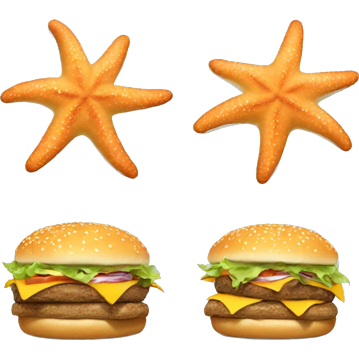 starfish doing a summersault and eating a burger emoji