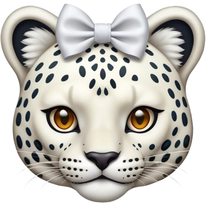 White leopard head with white bow emoji