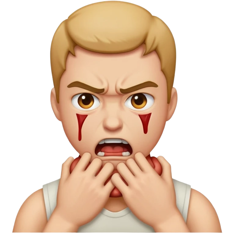 Person choking themselves mad emoji