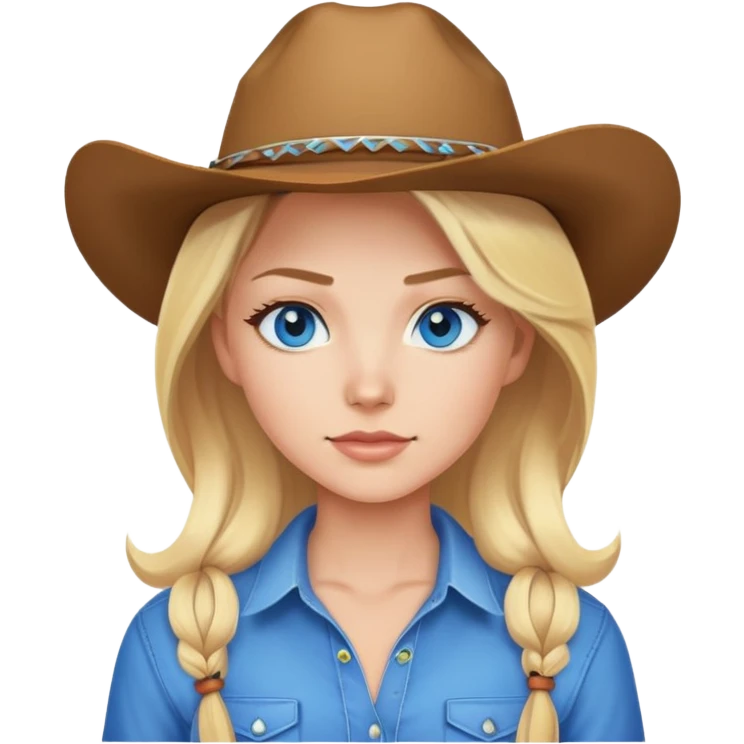 Cute cowgirl with blonde hair and blue eyes and a low cut shirt emoji