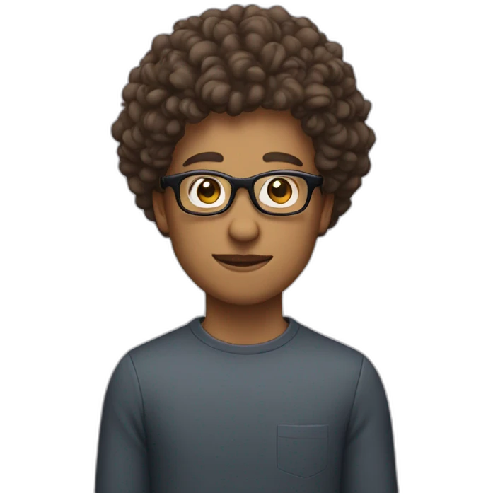 A person with curly hair wears glasses emoji
