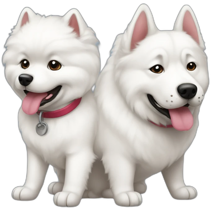 samoyed and french buldog playing emoji