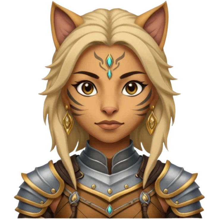 ESO female khajiit warrior with lashes and earrings emoji