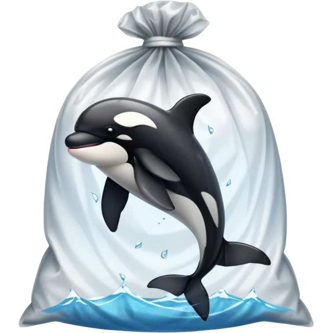 orca stuck in plastic waste bag emoji