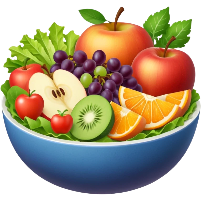 bowl of fruits and salads, including nutritious meals and snaks emoji