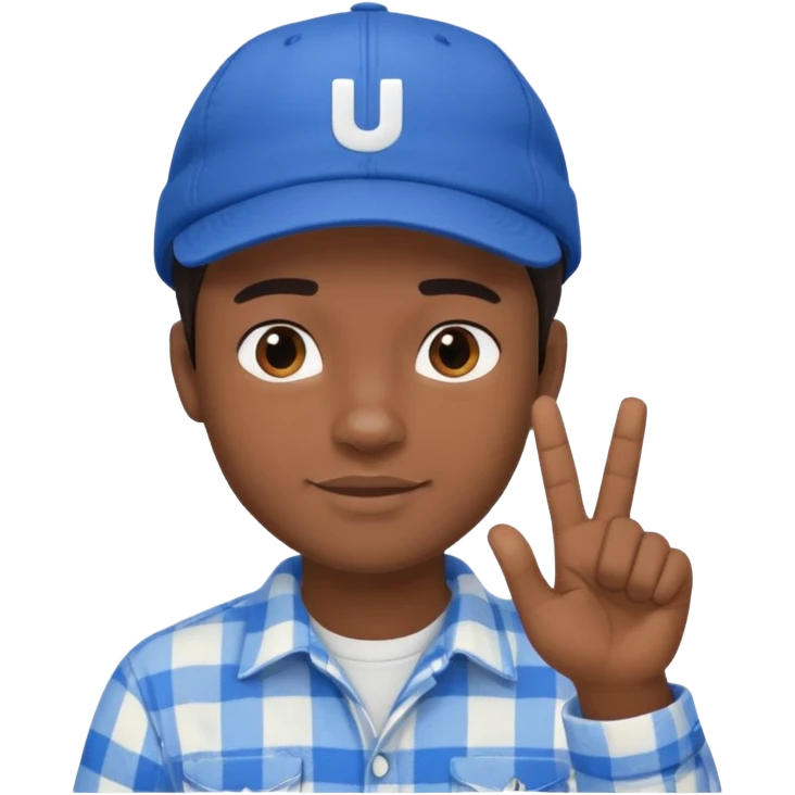 Emoji of a young man with dark hair, wearing a blue cap and a white flannel shirt, the young man is making a "like" gesture with his right hand emoji