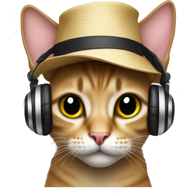 Cat with dj headphones and a hat  emoji