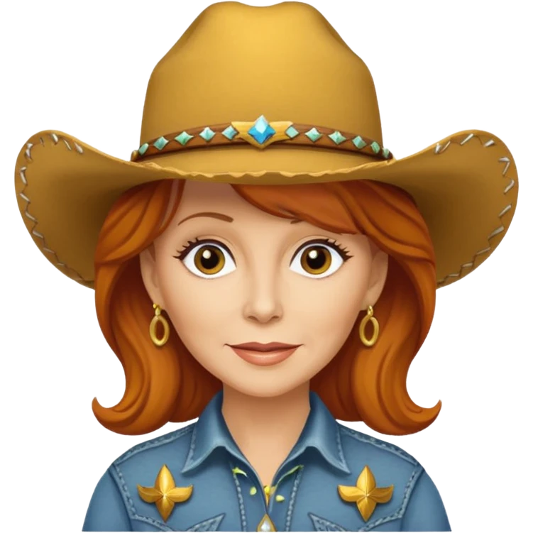 Reba McEntire yellow emoji with cowboy hat on  emoji