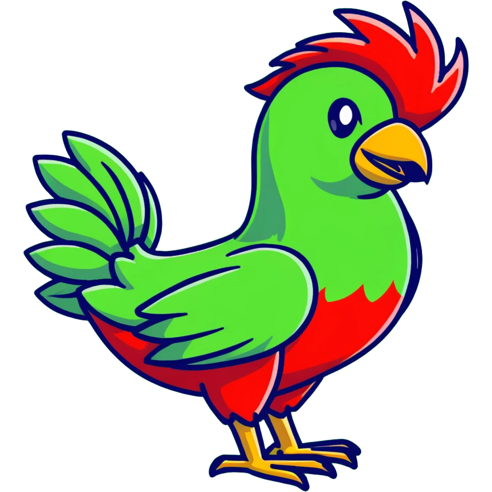 Red chocobo from Final Fantasy, majestic red bird-like creature emoji