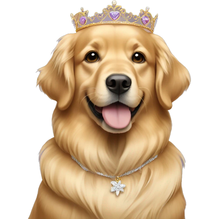 Golden Retriever wearing dress and tiara emoji