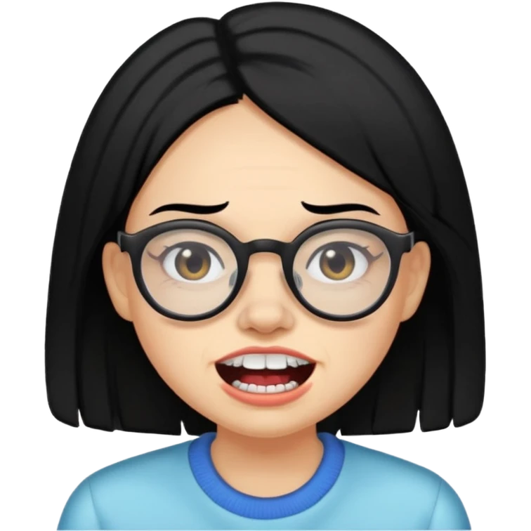 못생긴 여자 덧니도 있음 안경씀 검은색머리 비듬 emoji