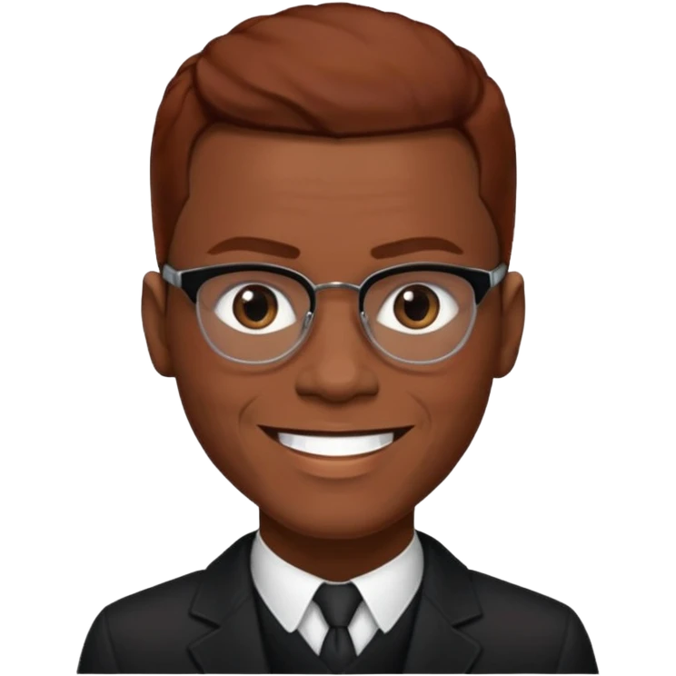 Malcolm X with reddish brown hair, dark brown outfit  emoji