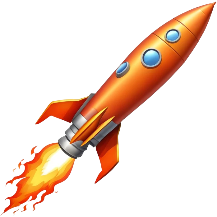 rocket with flames heading toward the moon emoji