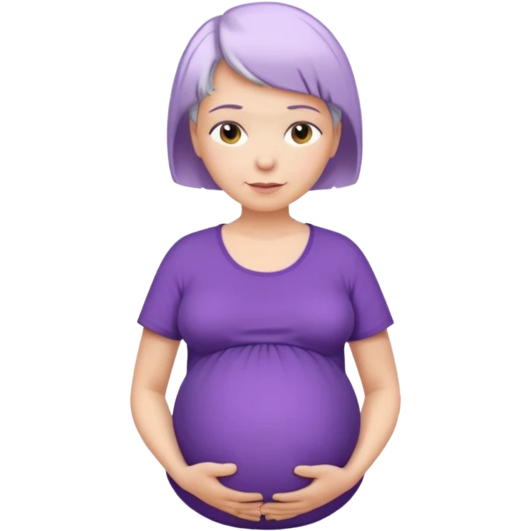 pregnant older women with purple shirt, white very short hair, head neck and abdomen only emoji