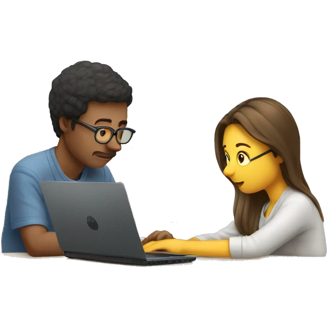 2 personnes regardent un écran d'ordinateur emoji