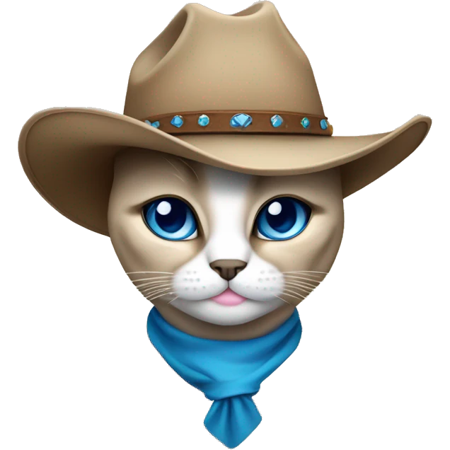 Fat Siamese cat blue eyes cowgirl hat emoji