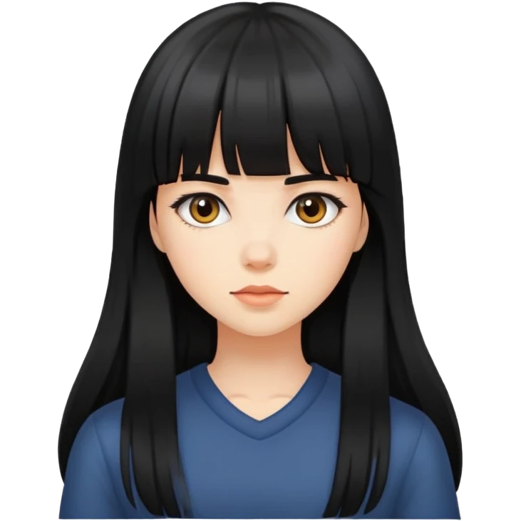 Black long hair girl with bangs emoji