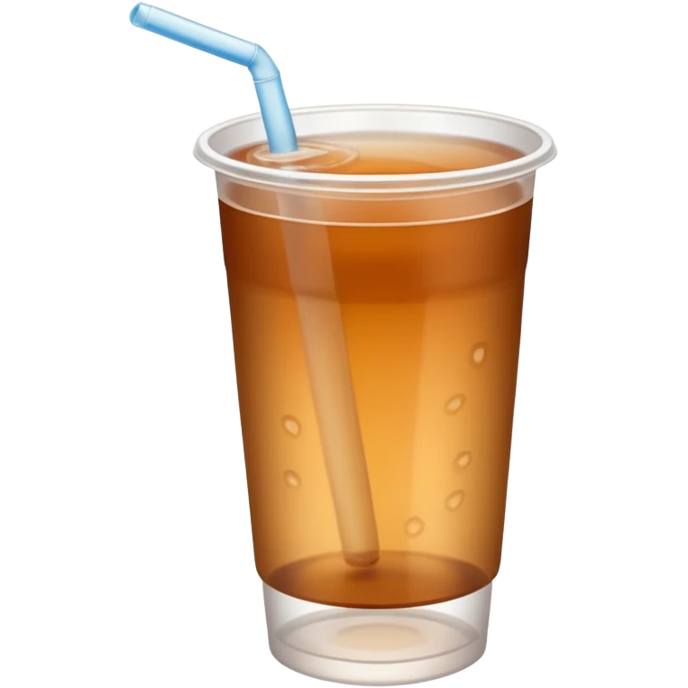 Open plastic cup with cold brown mate tea, no straw. emoji