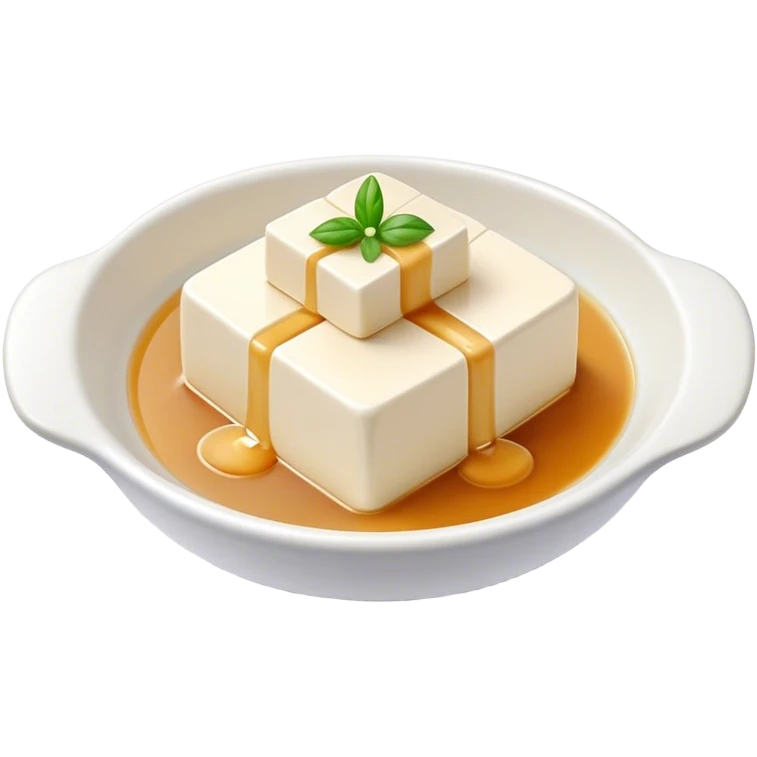 Cinematic Realistic Silken Tofu Dish Emoji, depicted as soft, smooth tofu in a delicate sauce rendered with lifelike detail and gentle, natural lighting. emoji