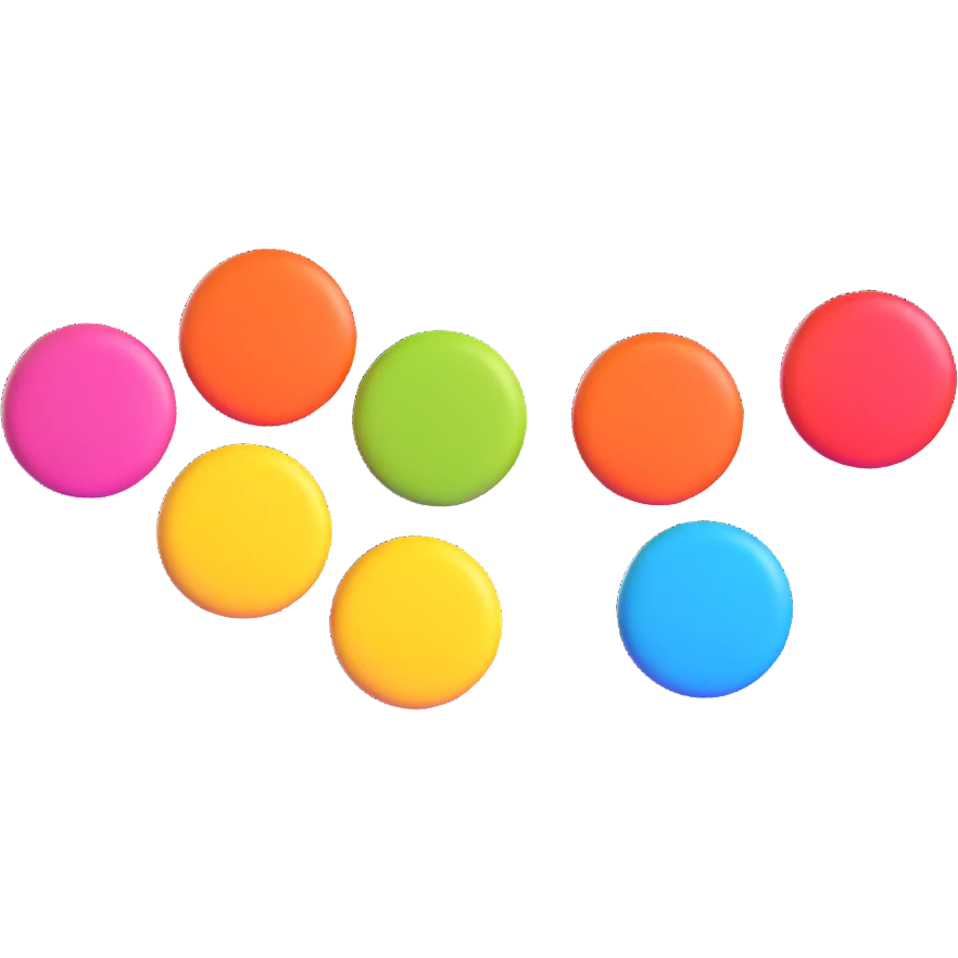 A set of four colorful dots in a row, each dot is a different color, simple and clean emoji