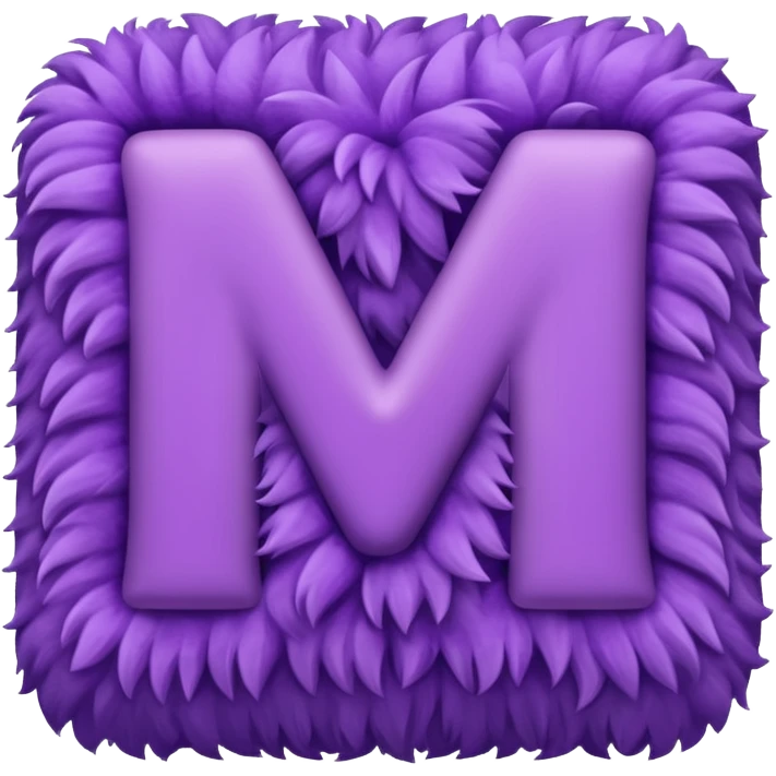 The fluffy letter M is purple in color emoji
