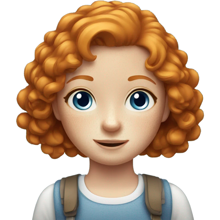 ginger girl with freckles and blue eyes emoji