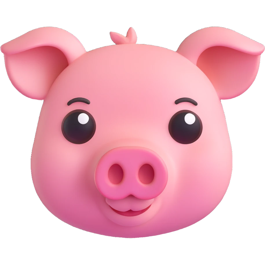 rounded pig head, 3D emoji style emoji