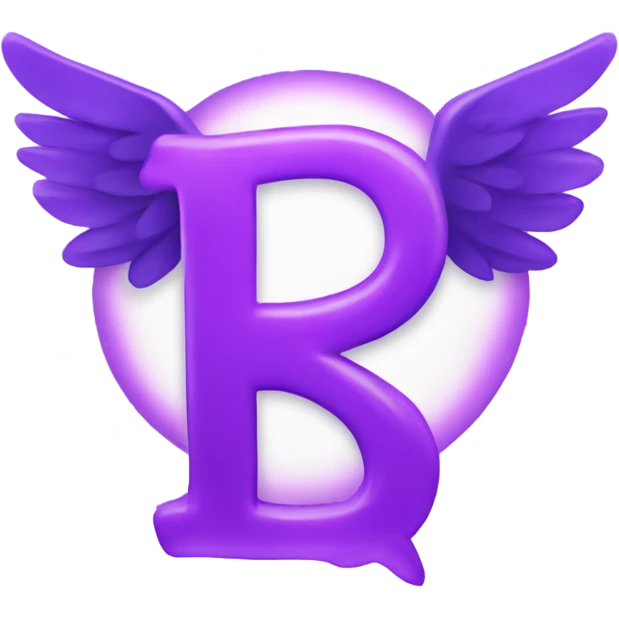Purple letter R with halos & wings sparkling  emoji