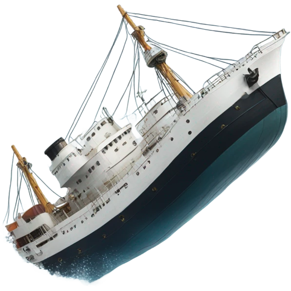 Realistic sinking vessel emoji