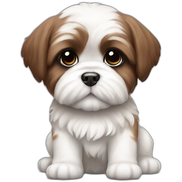 white and brown shi tzu puppy emoji