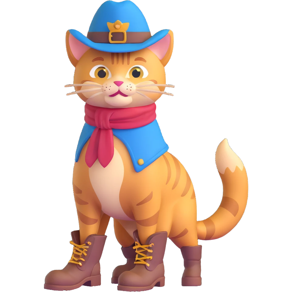Puss in Boots with a hat and boots emoji