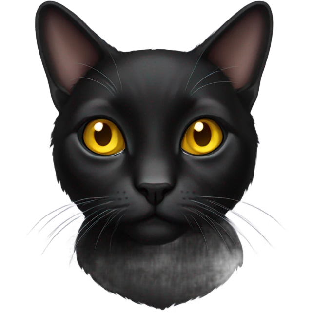 black lop-eared cat with yellow eyes emoji