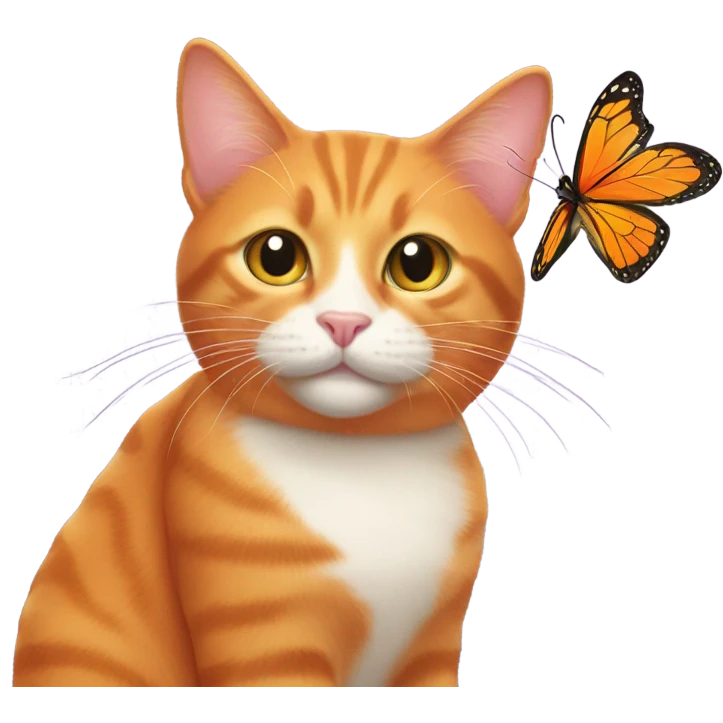 Orange cat with butterfly toy emoji