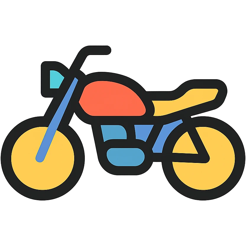 motorcycle, color outline icon style, side view, minimalistic emoji