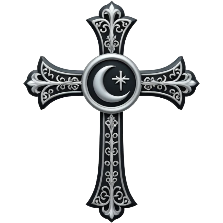 goth cross with a crescent moon emoji