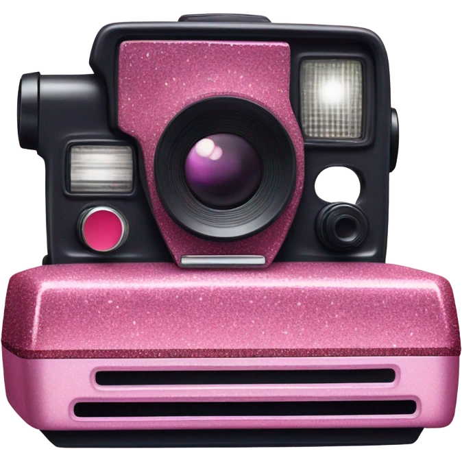 Ombre pink Polaroid camera with glitter  emoji