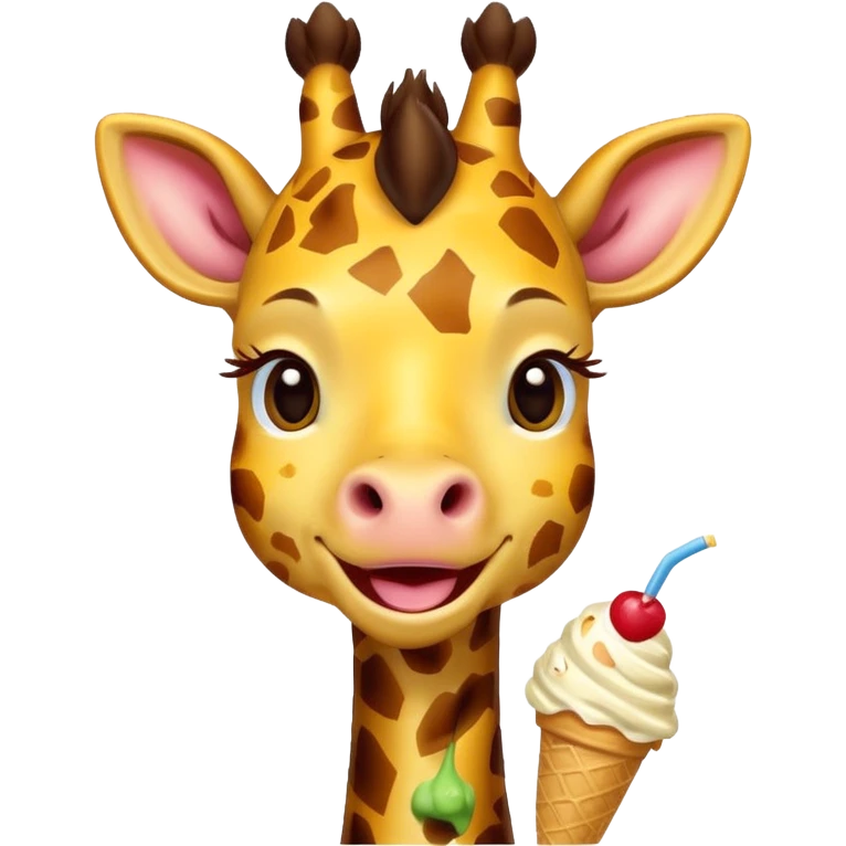 dondurma yiyen zürafa emoji