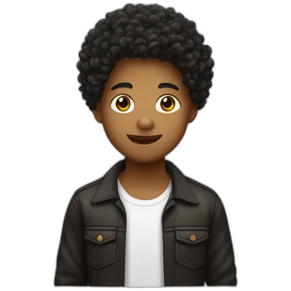 Garçon noir cheveux bouclés noir et marron clair emoji
