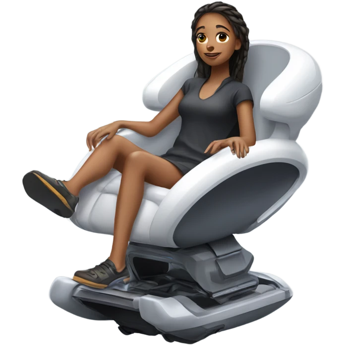 Girl sitting in sleek hoverchair of the future  emoji