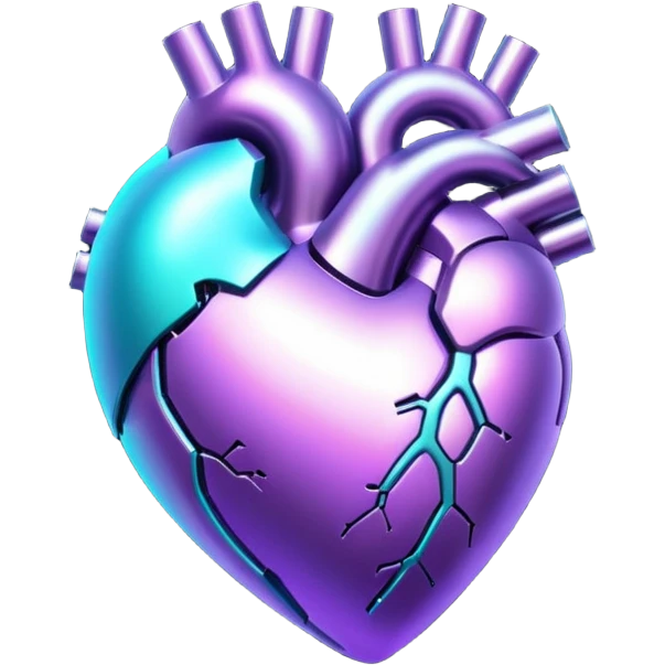 Purple and Cyan glowing holographic cyberpunk heart  emoji