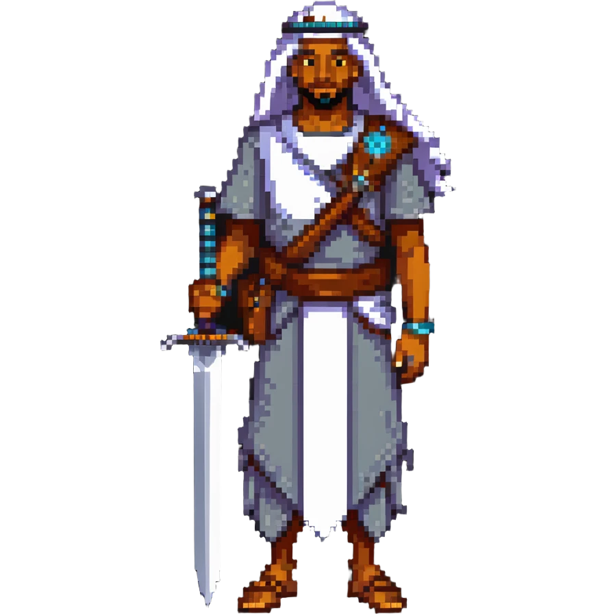 ancient Arab man with a sword on his shoulder emoji
