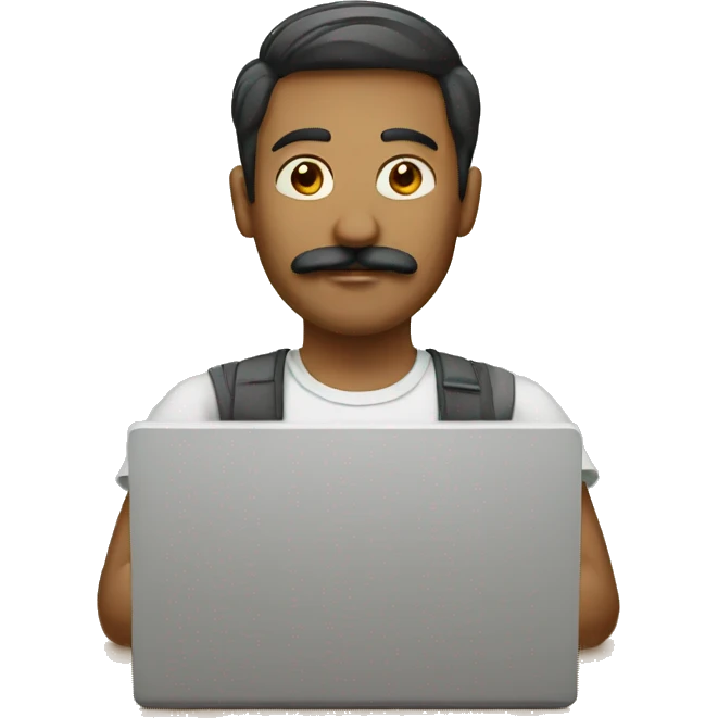 man with moustache with a laptop  emoji